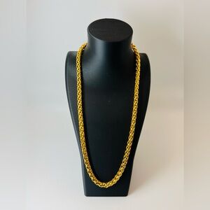 Vintage Gold Tone Rope Chain Necklace Statement Costume Jewelry